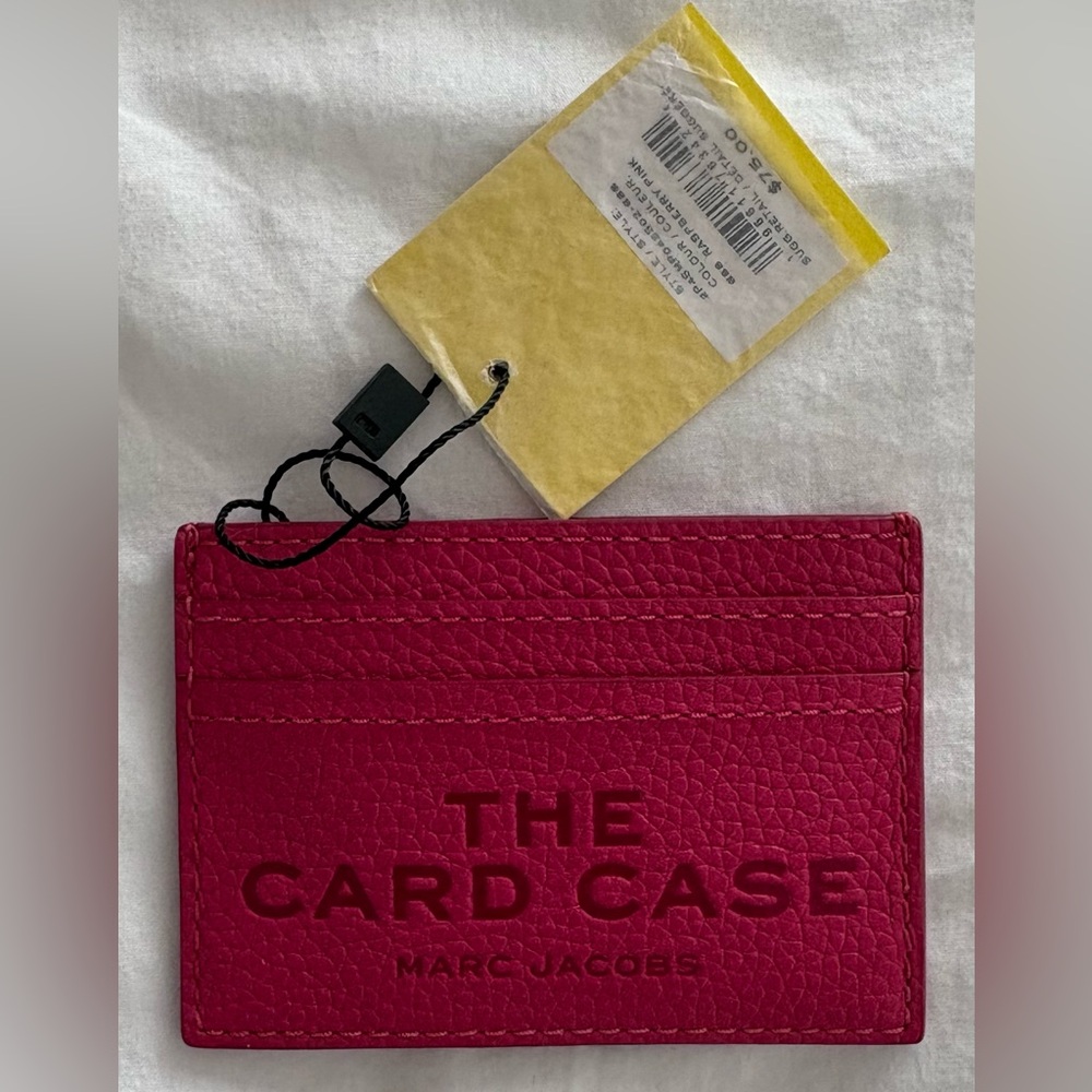Marc Jacobs Raspberry Pink Pebbled Leather Card Holder